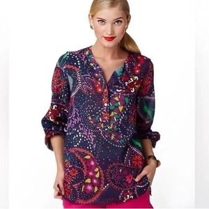 Lilly Pulitzer XS Providence Top Garden Menagerie Colorful Tunic Shirt Cotton